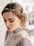 rigid sparkly crystal cluster gold or silver bridal hair halo headband, twigs and honey