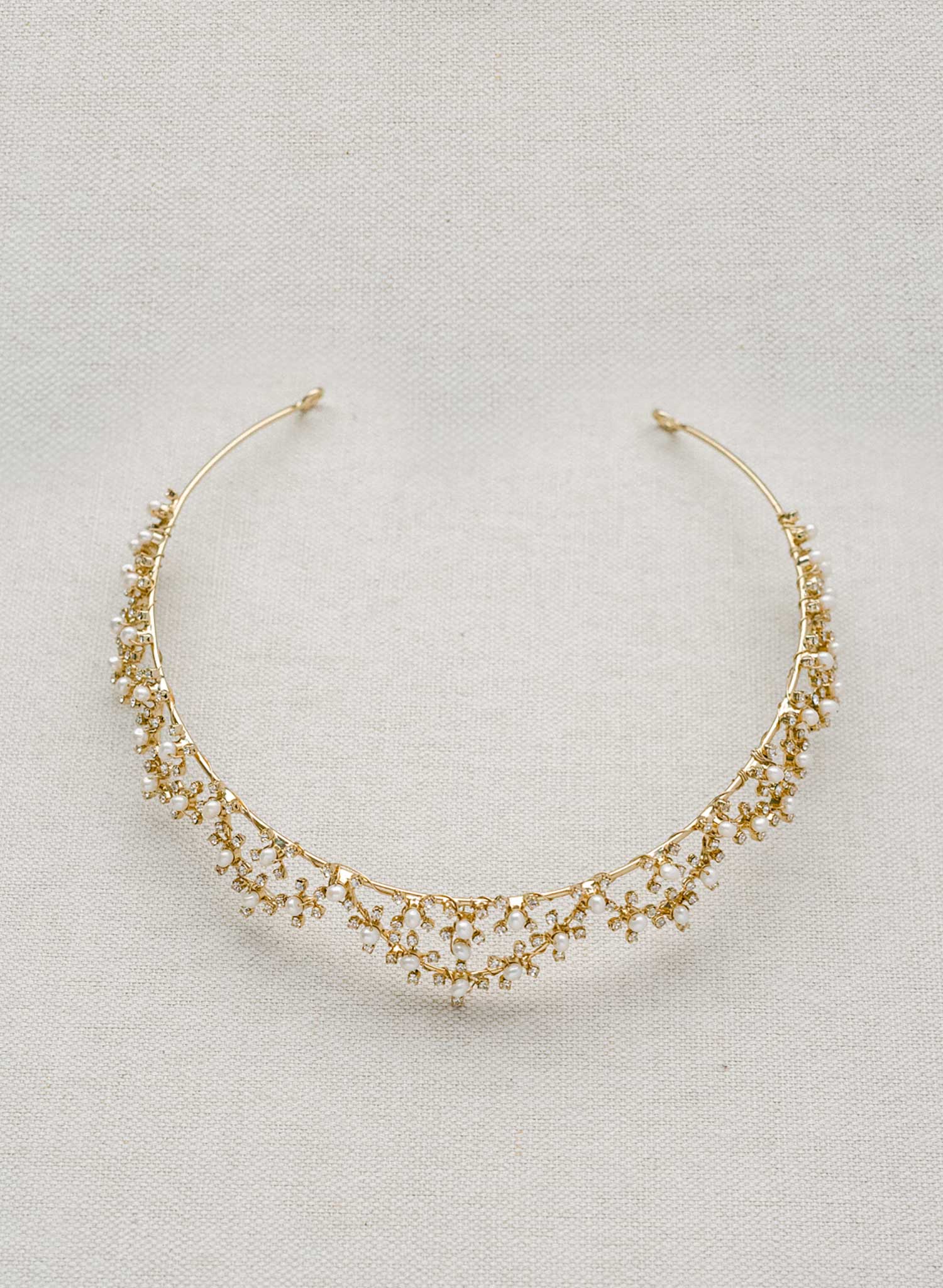 delicate crystal and pearl gold or silver bridal tiara, twigs and honey