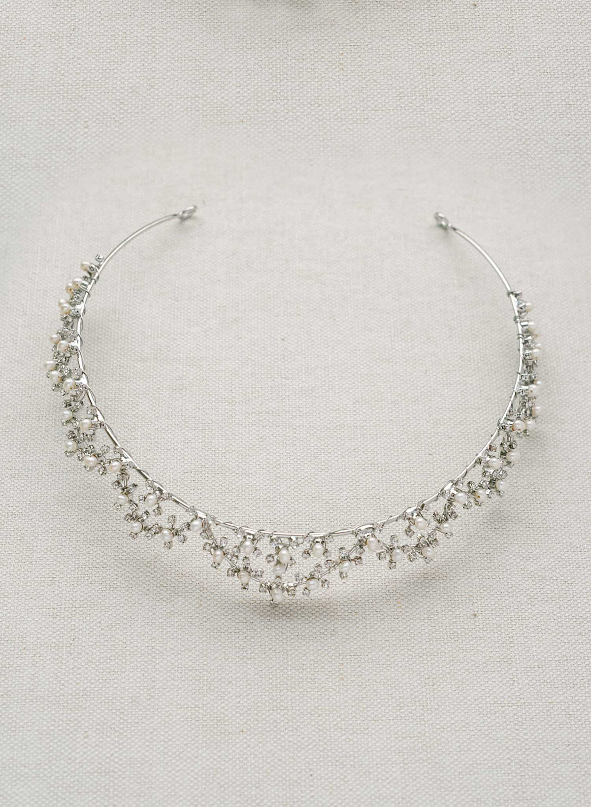 Cute wedding tiara - Tiny crystal and pearl burst tiara - Style #2414
