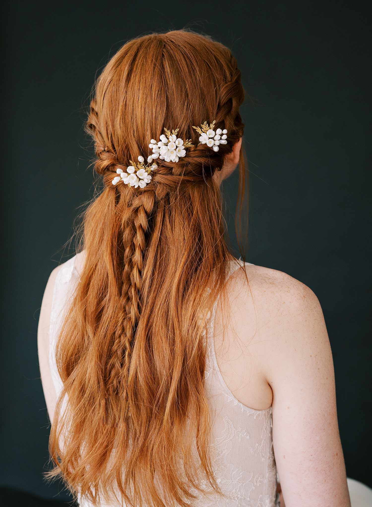handmade clay lilac pin set of three bridal hair pins, twigs & honey