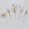 small wispy pearl and crystal gold or silver hair pin set, twigs and honey