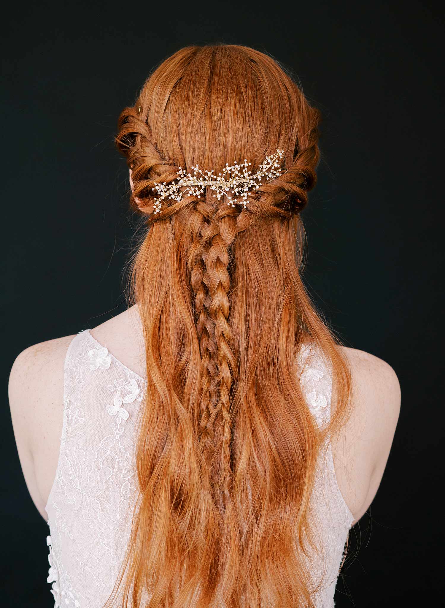 wispy curved pearl and crystal bridal hair comb, twigs and honey
