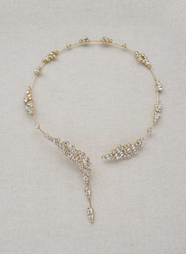 rigid circle gold or silver crystal bridal necklace, twigs & honey