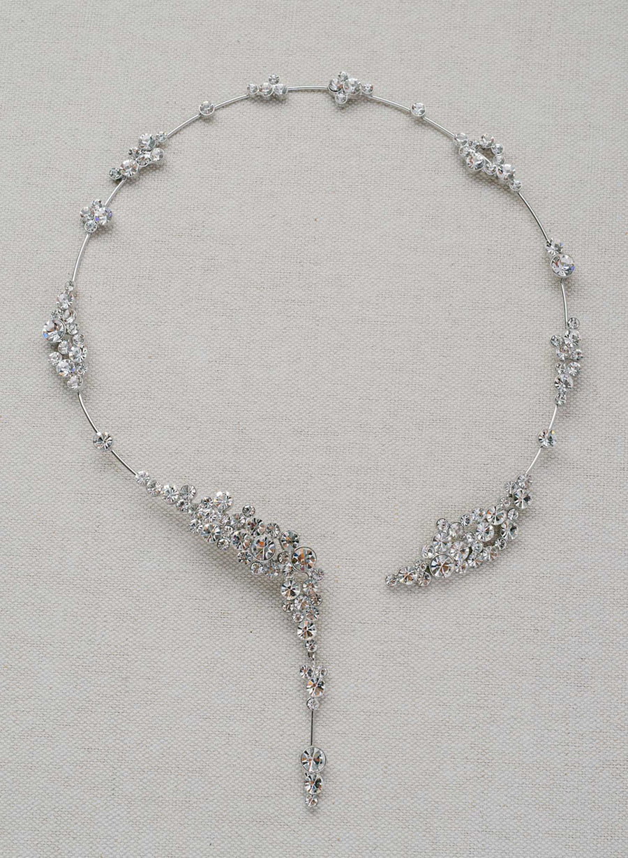 Dripping crystal bridal necklace - Champagne bubbles crystal necklace ...