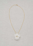 simple handmade white clay orchid flower pendand gold necklace, twigs and honey