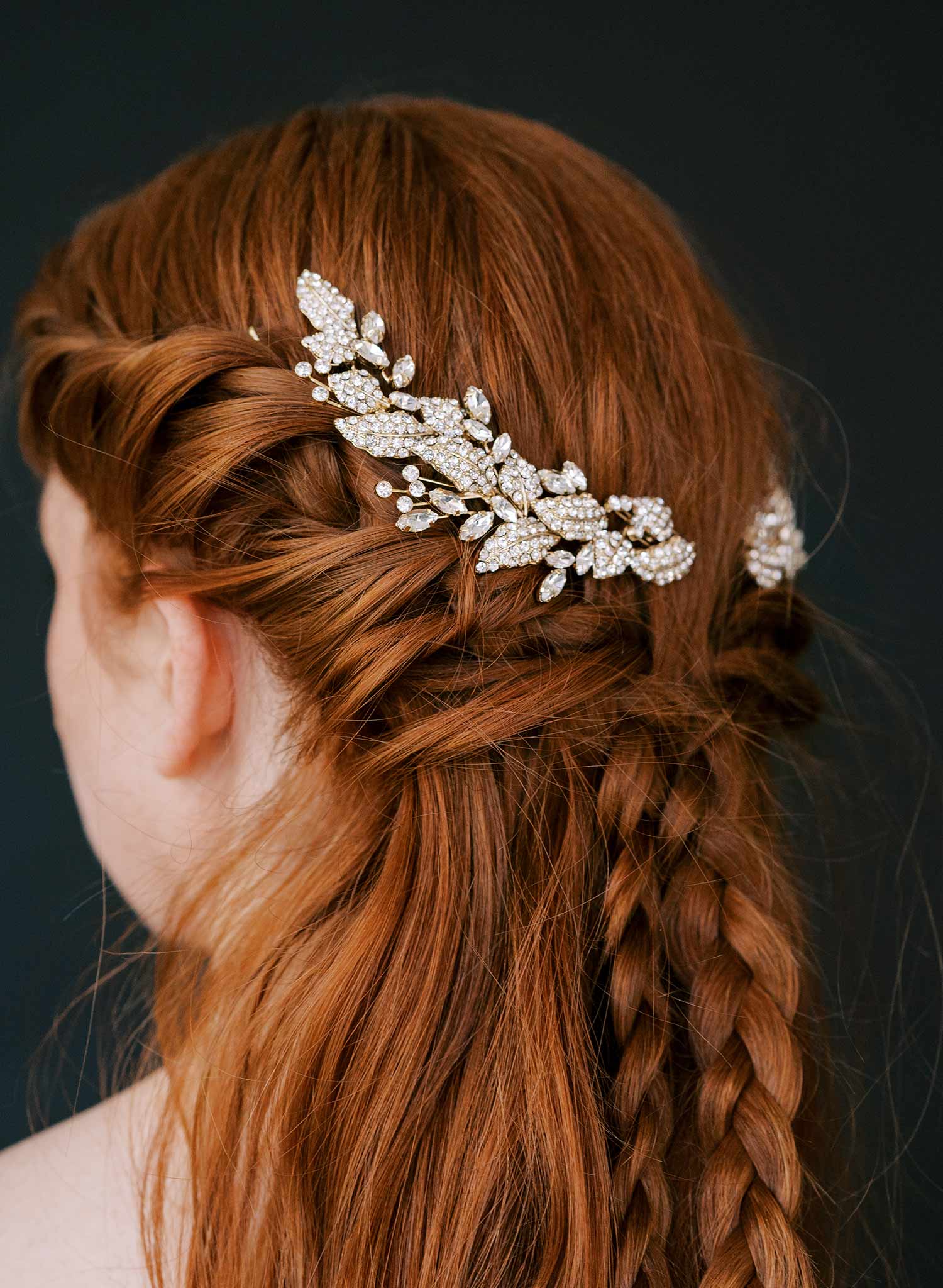 curved crystal pair gold or silver hair clips, twigs and honey