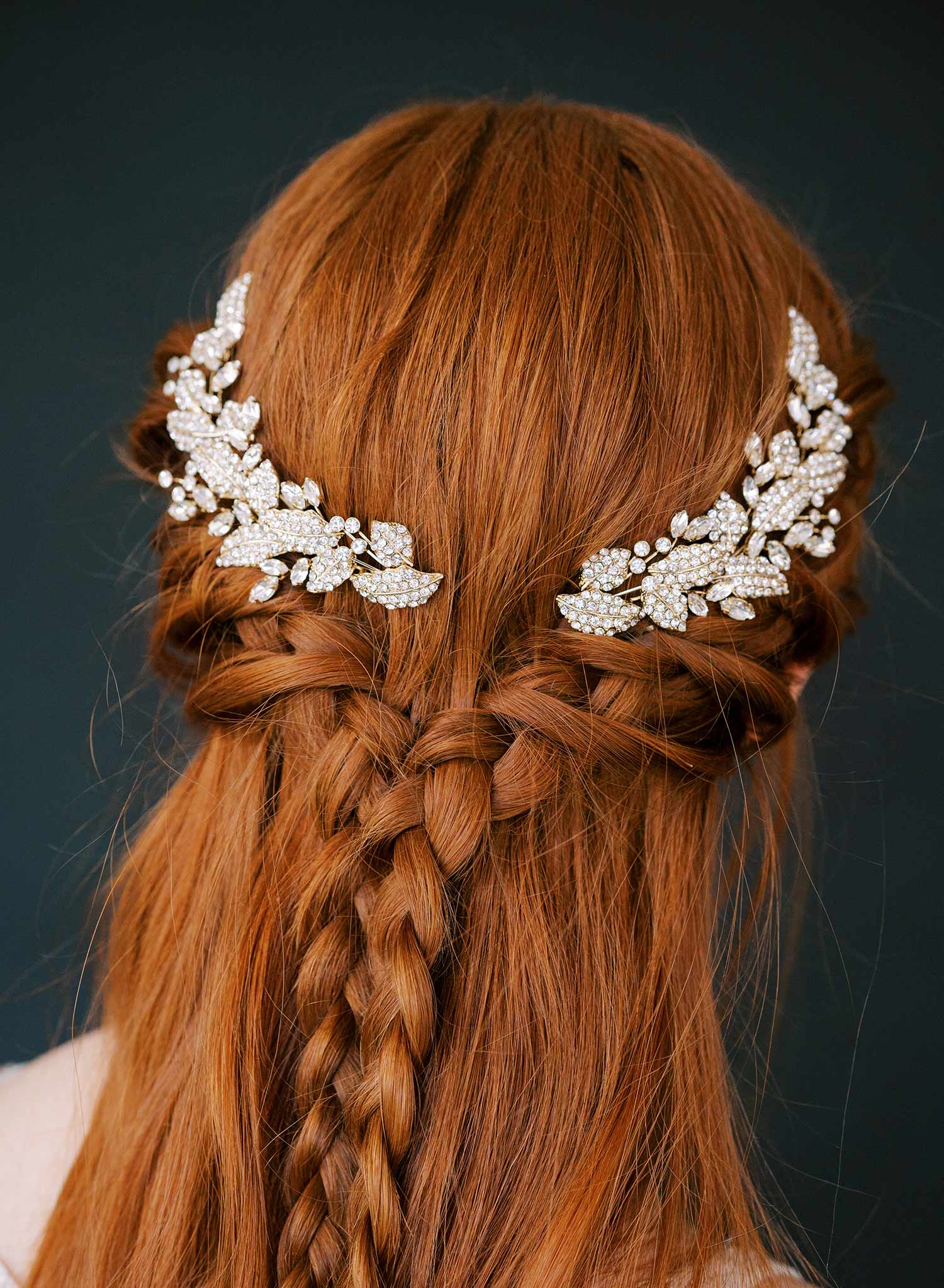 curved crystal pair gold or silver hair clips, twigs and honey