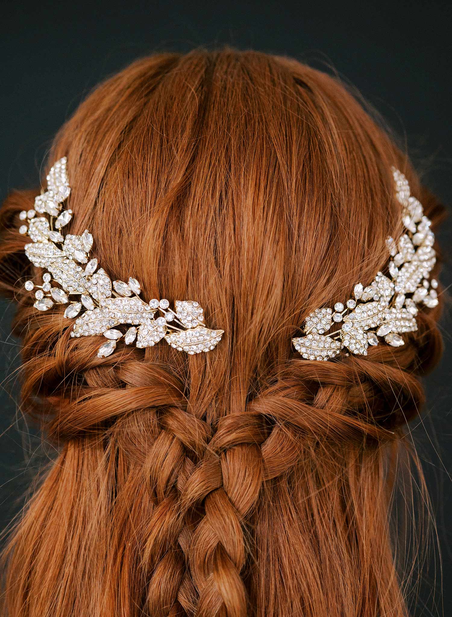 curved crystal pair gold or silver hair clips, twigs and honey