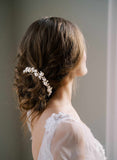 curved arch pearl gold or silver bridal hair comb, twigs & honey