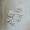 embroidered floral fabric white crystal hanging bridal earrings, twigs & honey