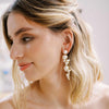 linear gold or silver pearl dangle bridal earrings, twigs & honey