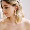 linear gold or silver pearl dangle bridal earrings, twigs & honey