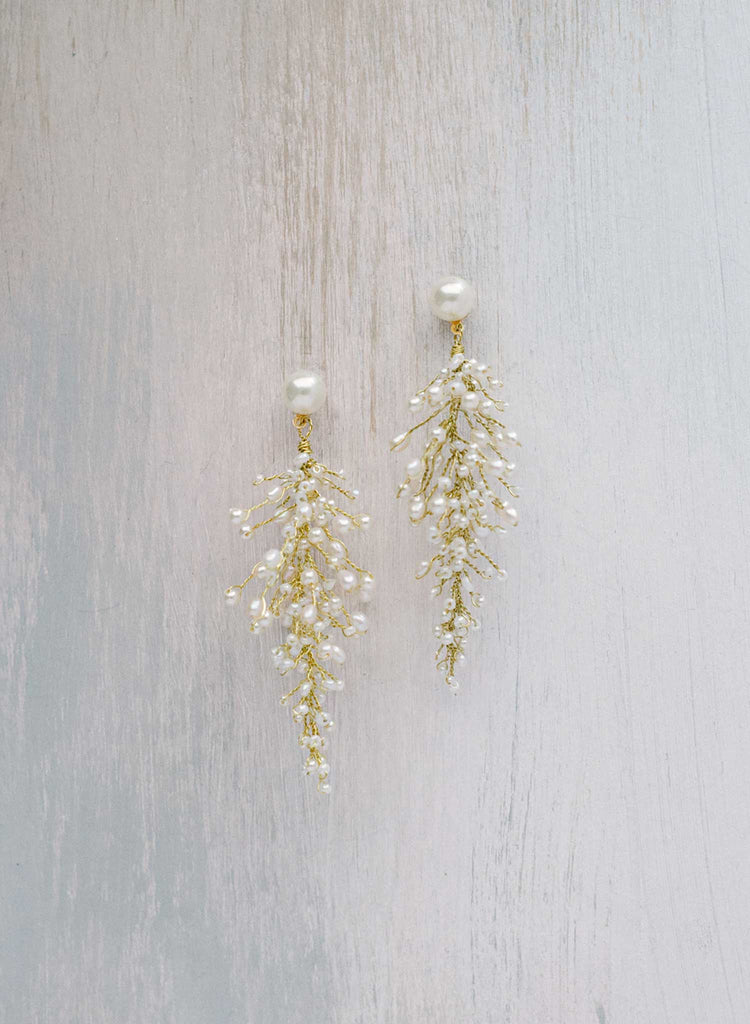 Long pearl drop earrings, bridesmaid gift earrings, Dangle Earrings, bridal  earrings, delicate earrings – Crystal boutique