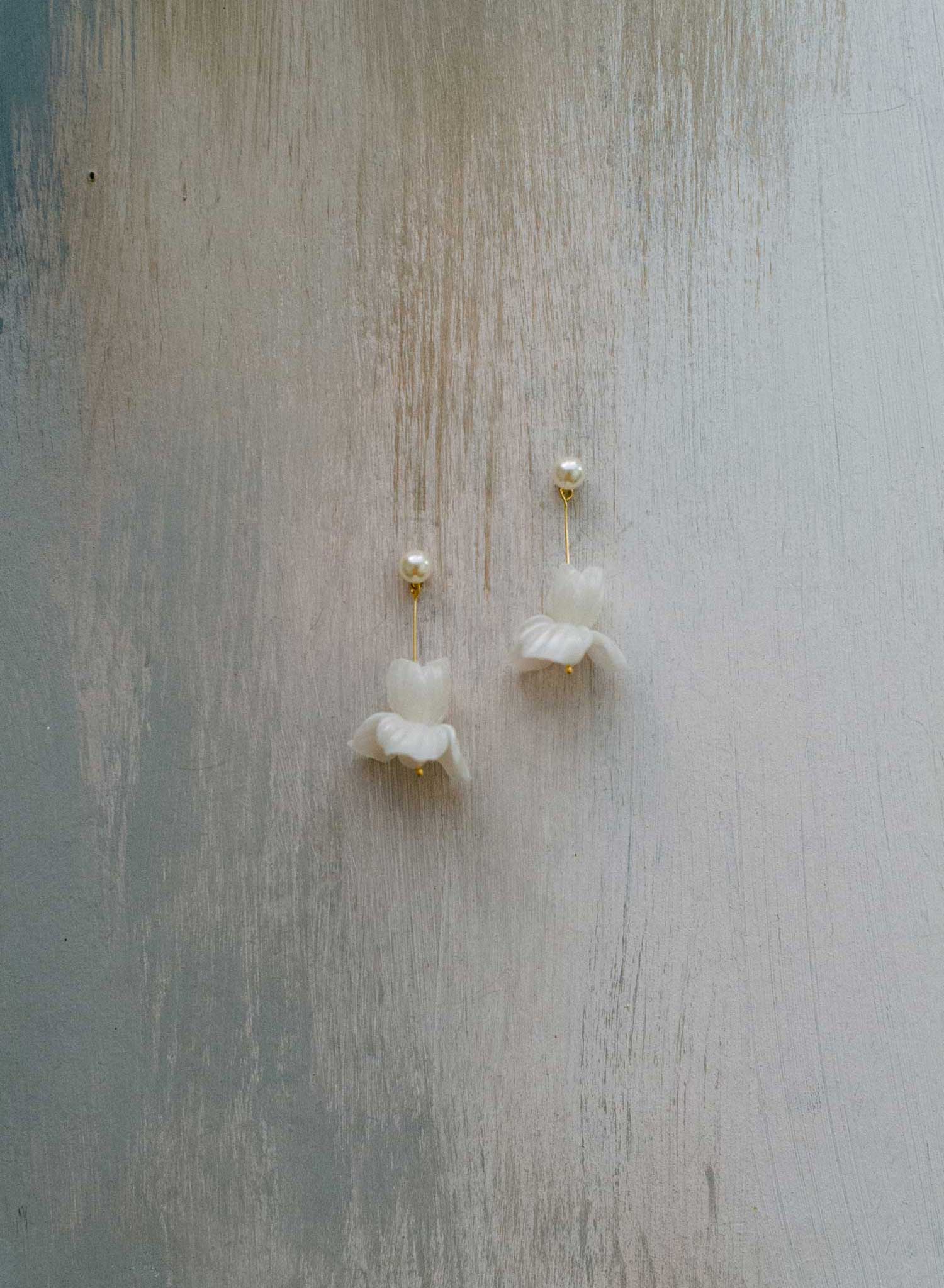 Hand sculpted iris drop earrings, petite - Style #2430