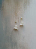 handmade clay iris flower short hanging gold wedding earrings, twigs and honey