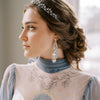 long pearl and crystal silver dangle bridal earrings, twigs & honey