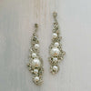 long pearl and crystal silver dangle bridal earrings, twigs & honey