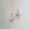 Pearl burst and silk blossom earrings, petite - Style #2433