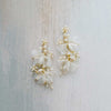 long pearl earring gold or silver with silk petals, twigs & honey