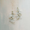 long pearl earring gold or silver with silk petals, twigs & honey