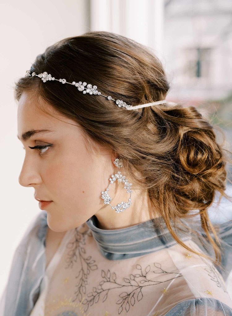 large sparkly crystal loop hoop gold and silver dangle bridal earrings, twigs &honey