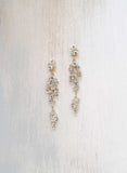 long crystal bubble gold and silver dangle wedding earrings, twigs and honey