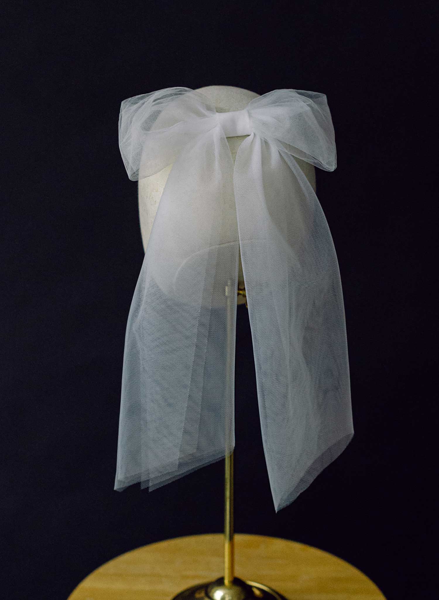 soft tulle white bridal hair bow, twigs and honey