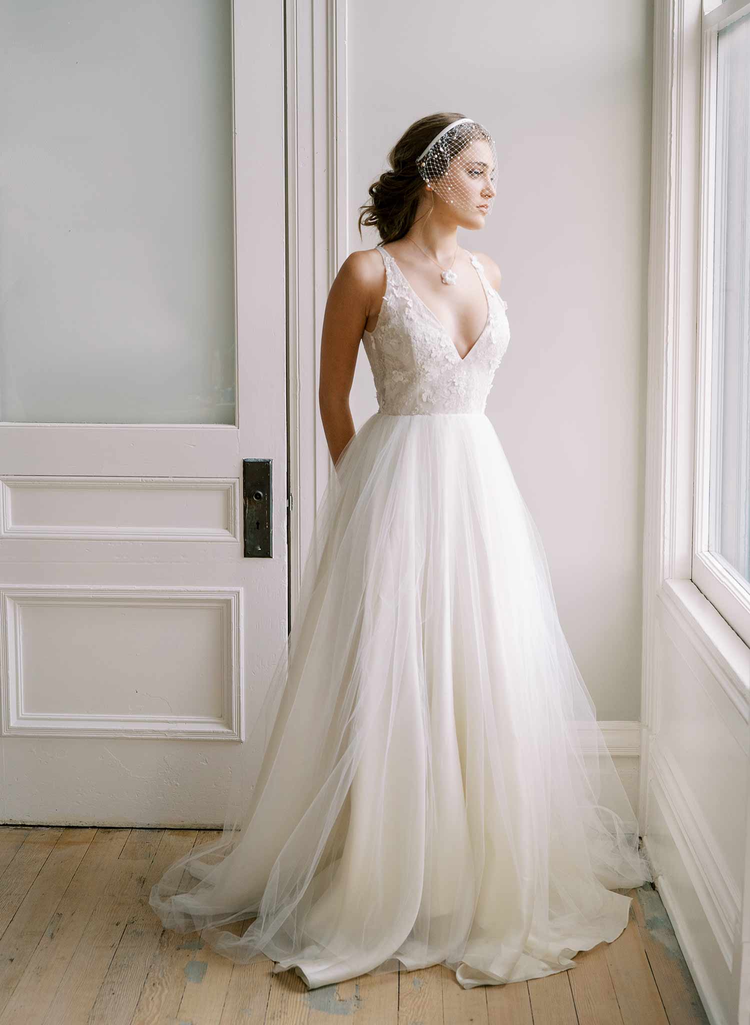 short pearl headband birdcage bridal veil, twigs & honey