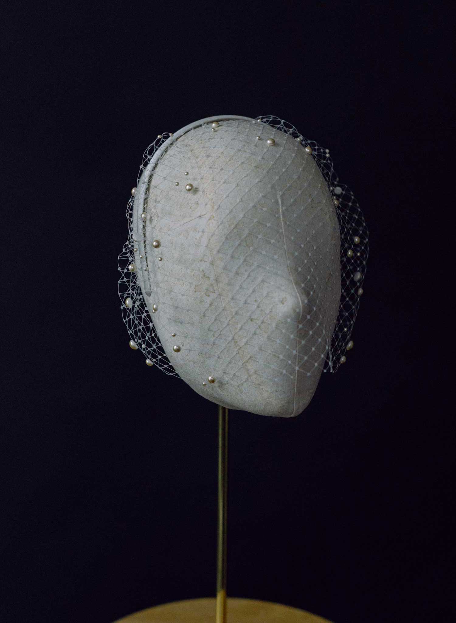 short pearl headband birdcage bridal veil, twigs & honey