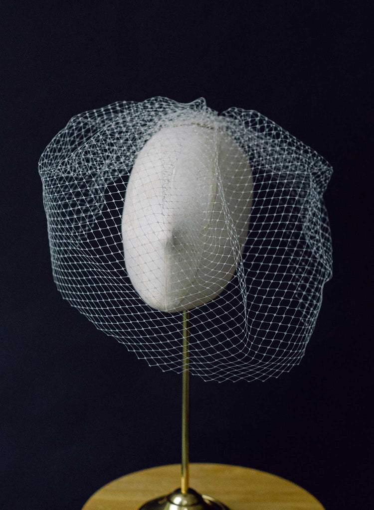 wide plain birdcage white bridal veil, twigs and honey