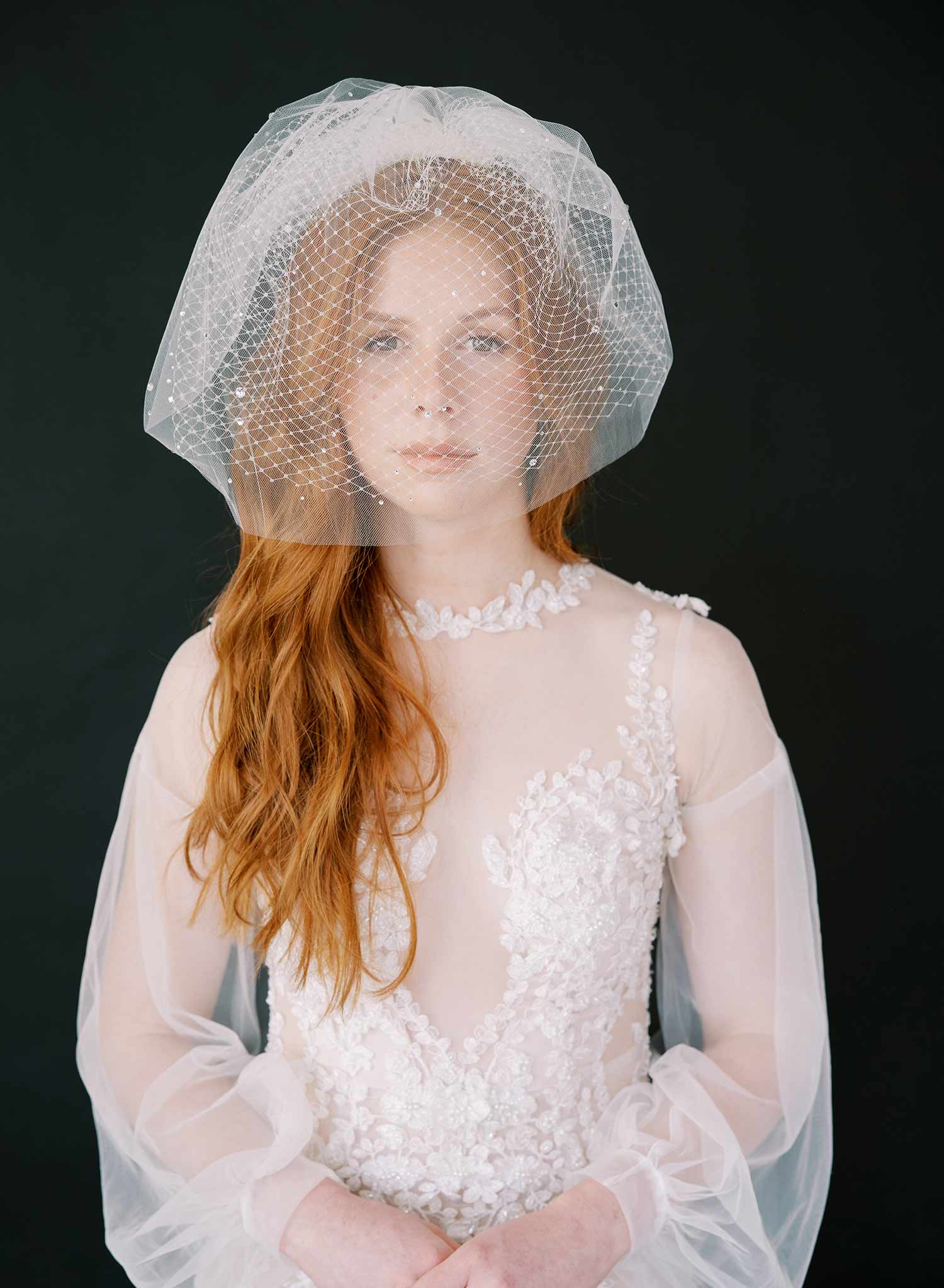 Adorned double layer full birdcage veil - Style #2448