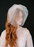 pearl or crystal short birdcage tule bridal veil, twigs & honey