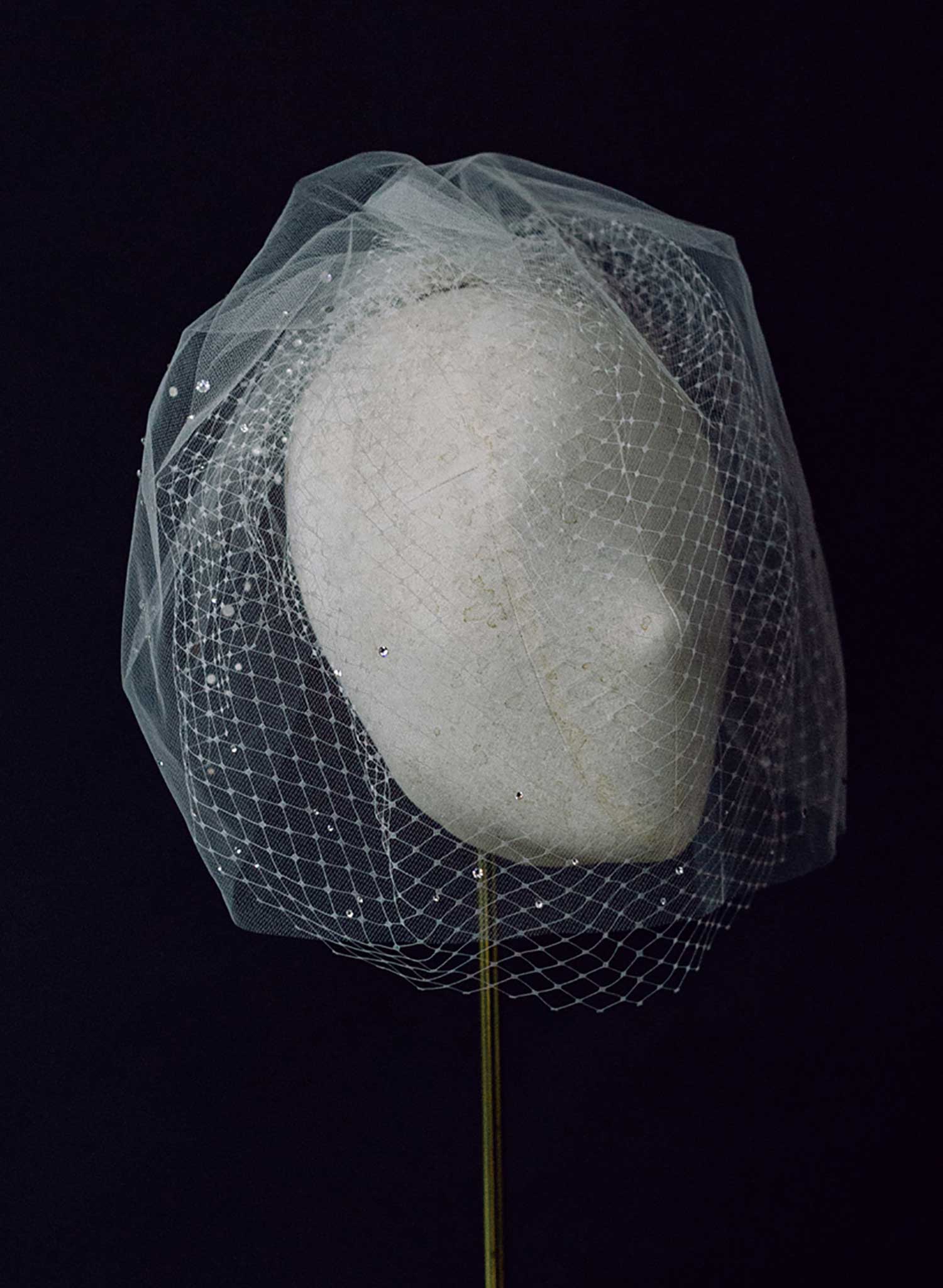 pearl or crystal short birdcage tule bridal veil, twigs & honey