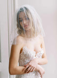 short crystal tulle blusher bridal veil, twigs & honey
