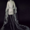 Sheer florals French lace veil with blusher - Style #2458