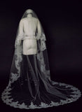 Sheer florals French lace veil with blusher - Style #2458