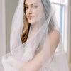 long french lace tulle bridal veil with blusher, twigs and honey