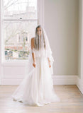 floral lace tulle veil with blusher, twigs & honey