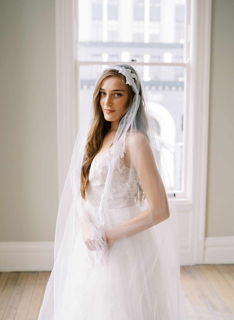 french lace trimmed juliette juliet bridal veil, twigs and honey