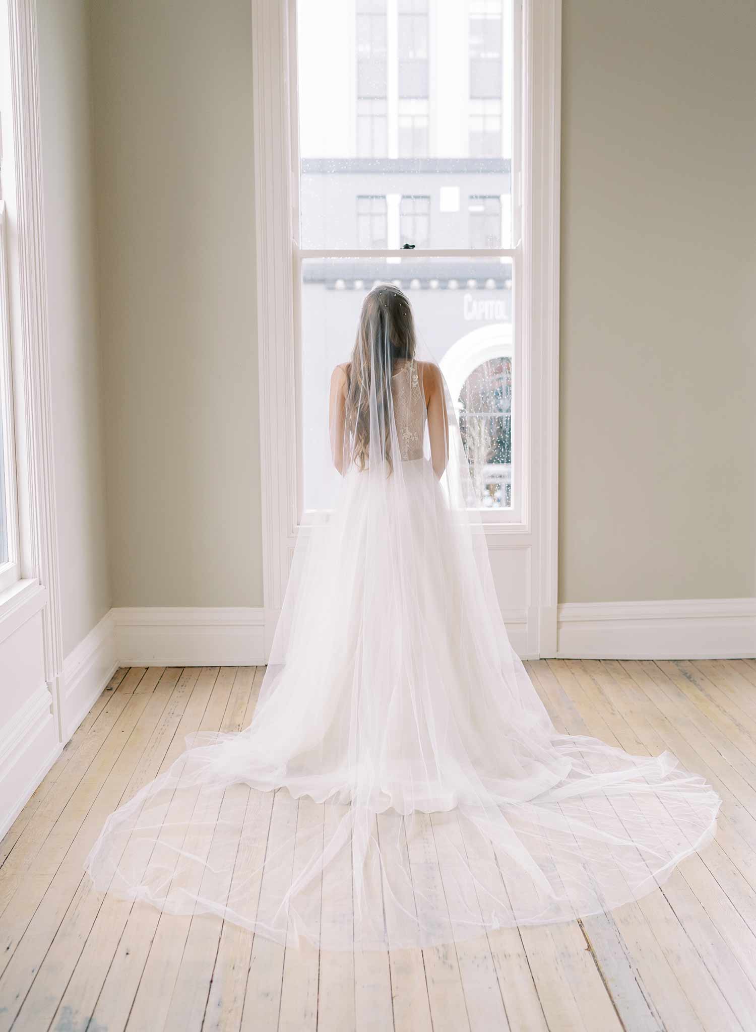 french lace trimmed juliette juliet bridal veil, twigs and honey