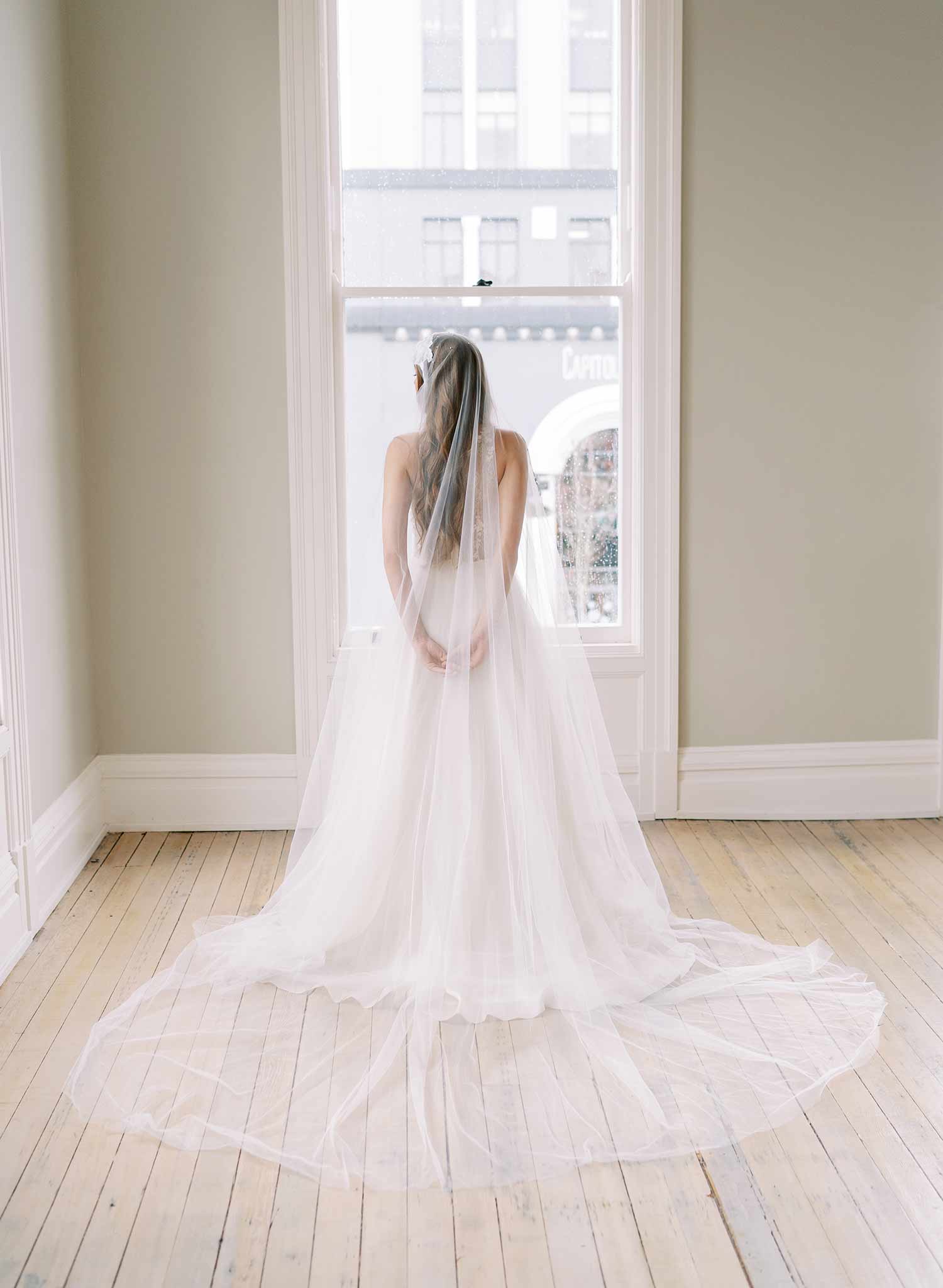 french lace trimmed juliette juliet bridal veil, twigs and honey