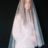 simple merrow edge white tulle wedding veil, twigs & honey