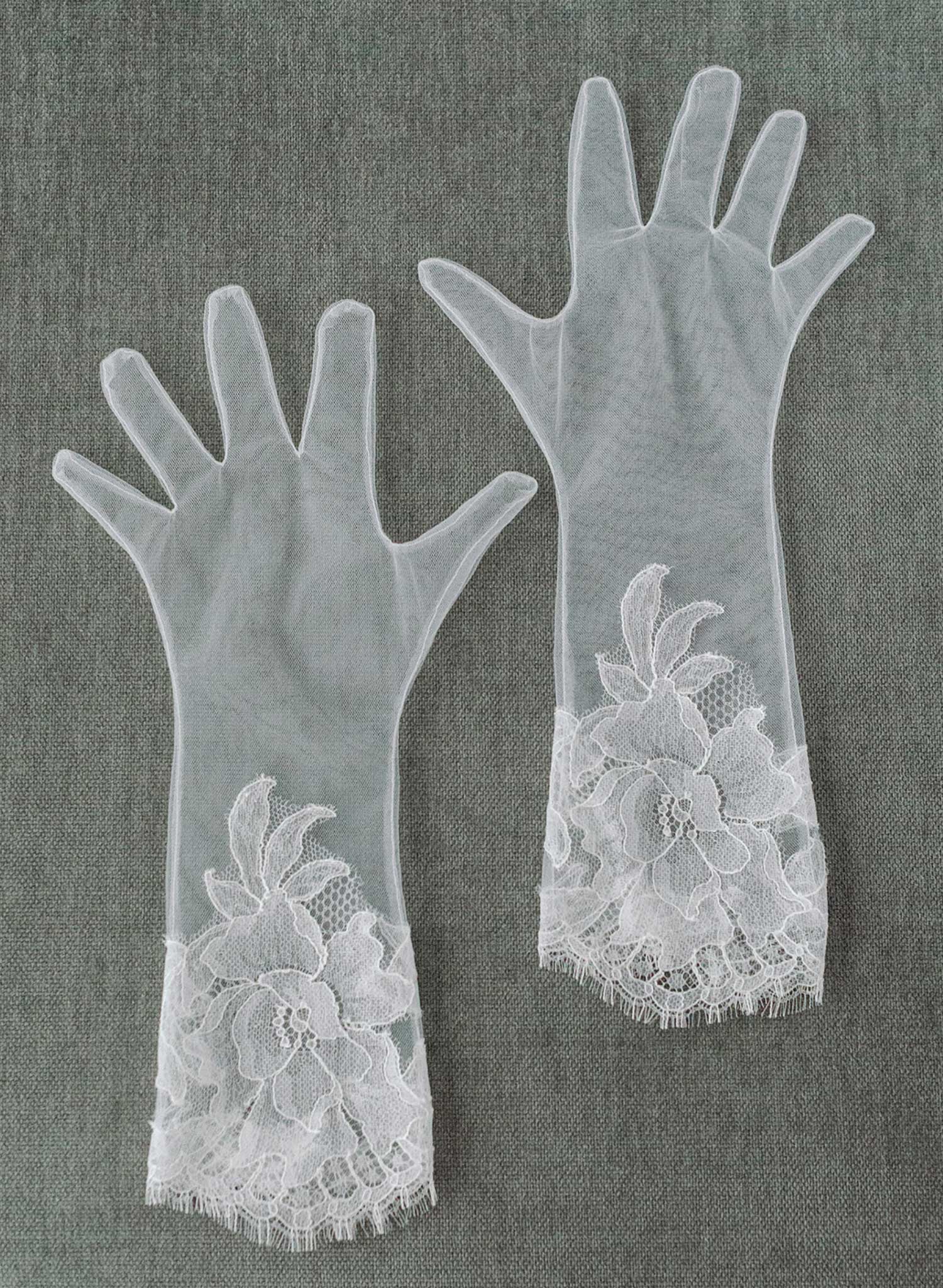 Sheer florals French lace short gloves - Style #2465