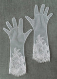 short floral french lace tulle wedding gloves, twigs and honey