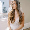 pearl bandeau wedding veil with tails, twigs and honey