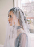 clear crystal raindrop tulle bridal veil with blusher, twigs and honey 