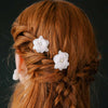 handmade clay orchid white bridal hair pins, twigs & honey