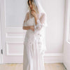 beaded lace trimmed tulle wedding veil with blusher, twigs and honey