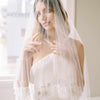 beaded lace trimmed tulle wedding veil with blusher, twigs and honey