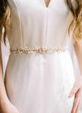 gold and silver freshwater pearl and opal crystal wedding sash, twigs & honey